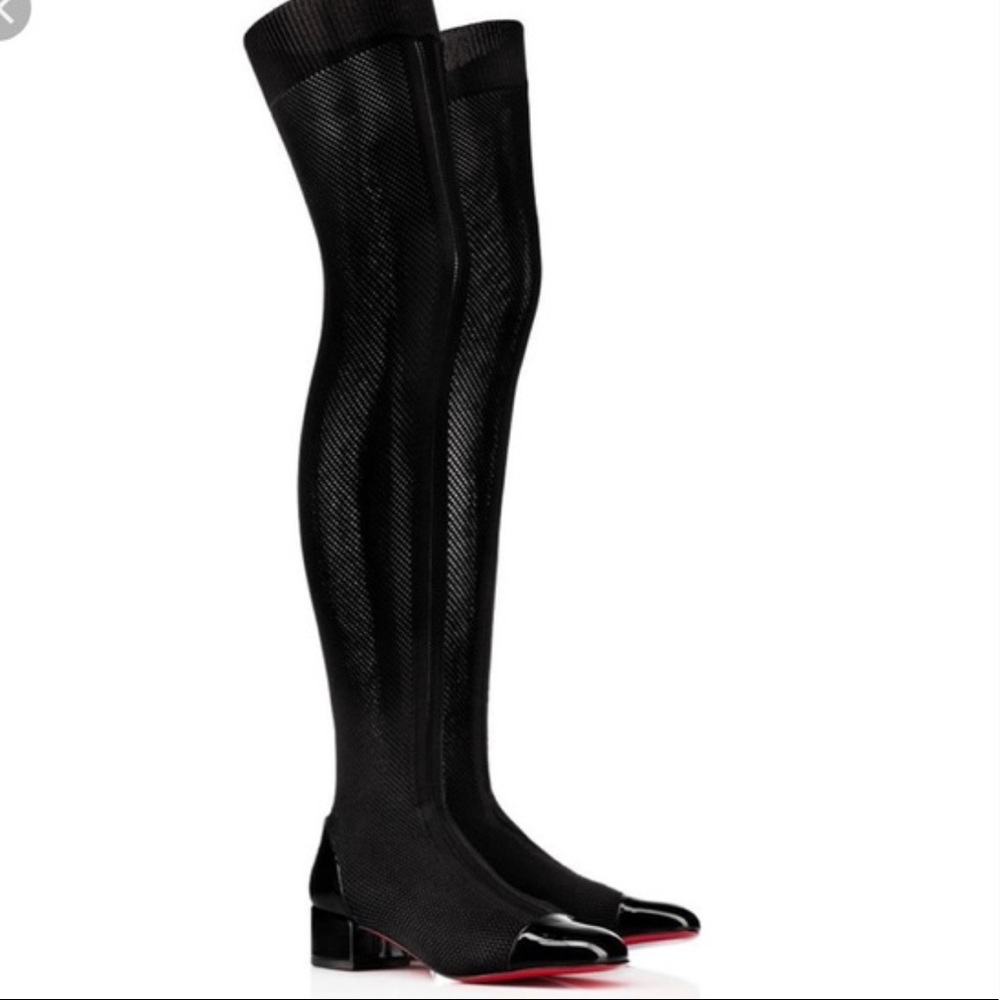 CHRISTIAN LOUBOUTIN TREBIBA 35MM FABRIC TALL BOOTS